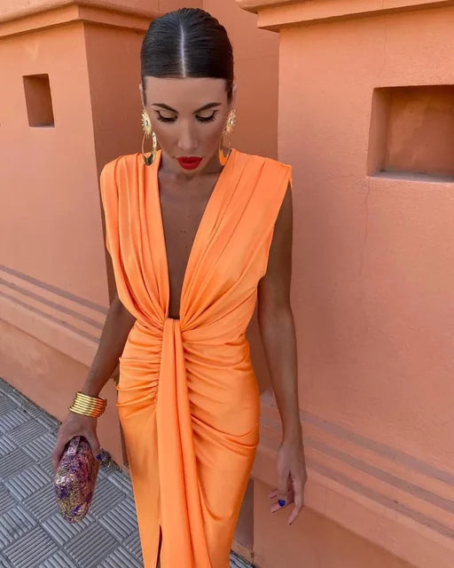 Women's Pleated Maxi Dress Elegant
