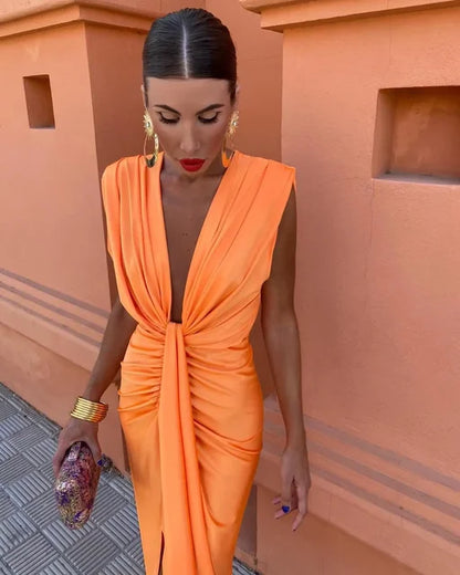 Women's Pleated Maxi Dress Elegant