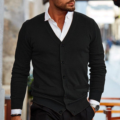 Men's V Neck Button Front Cardigan