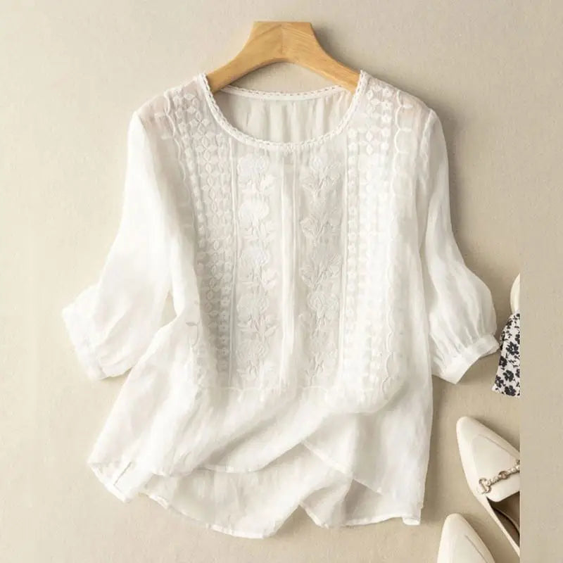 Abigail | Women Embroidered Round Neck Blouse