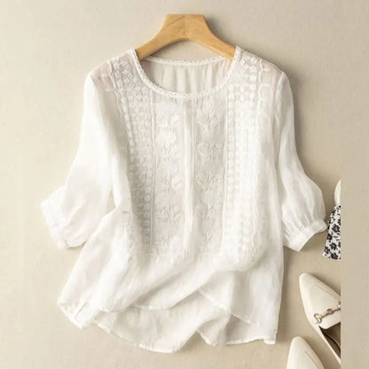 Abigail | Women Embroidered Round Neck Blouse