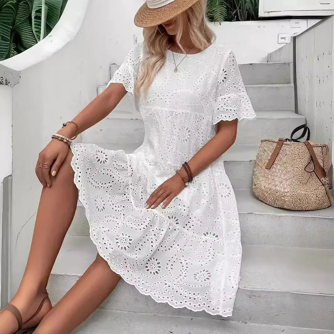 Amelie | Women’s Eyelet Midi Dress