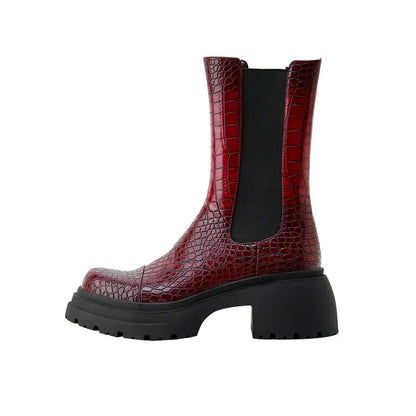 Women's Textured Boots Elastic Panel Style
