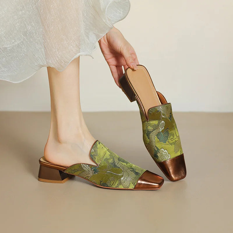 Women's Floral Embossed Mules