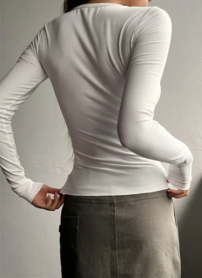 Women's Ribbed Henley Summer