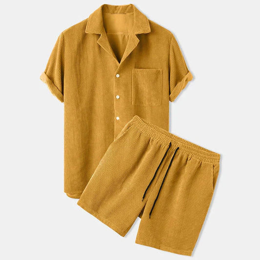Men's Ribbed Summer Clothing Set Comfortable Warm Weather