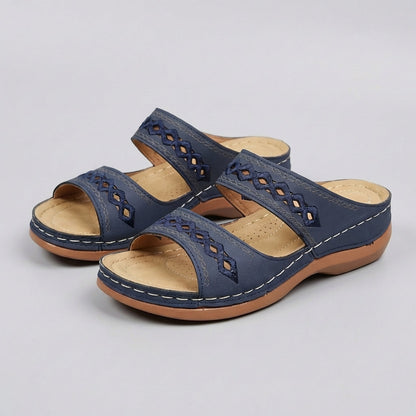 Hershey Women's Comfort Sandals Slip-On Leather Brown