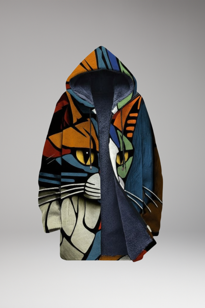 Unisex Hooded Cardigan Zipper Printed