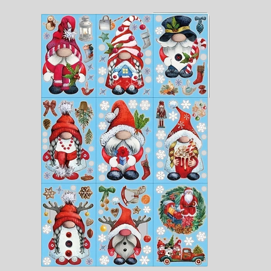 Santa Window Cling Stickers Set 9 Sheets Large