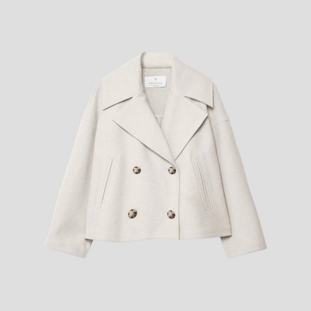 Double Breasted Short Coat Elegant Wool
