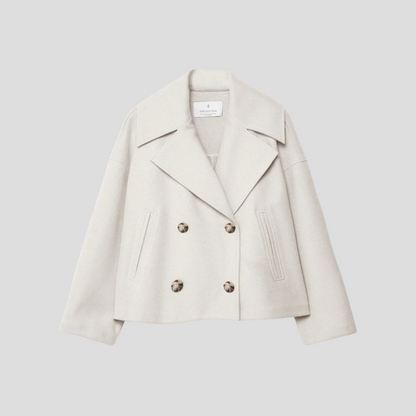 Double Breasted Short Coat Elegant Wool