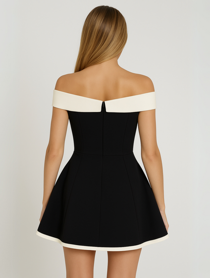 Women's Off Shoulder Contrast Minidress