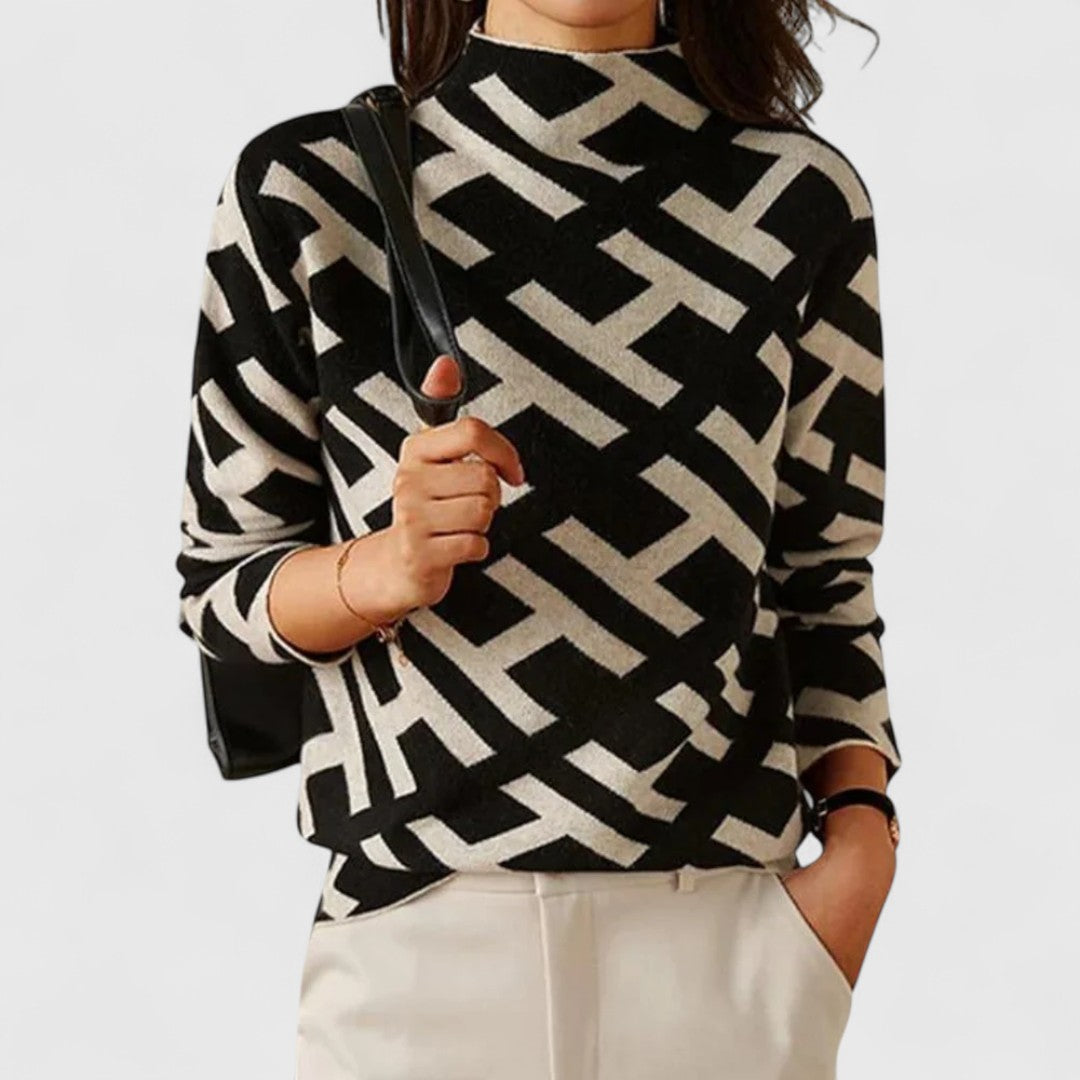 Women's High Neck Patterned Sweater