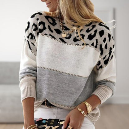 Women's Sweater Leopard Patch