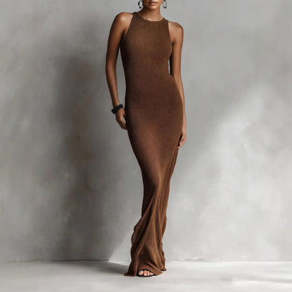 Valentina Women's Maxi Dress Ribbed Knit Column Silhouette