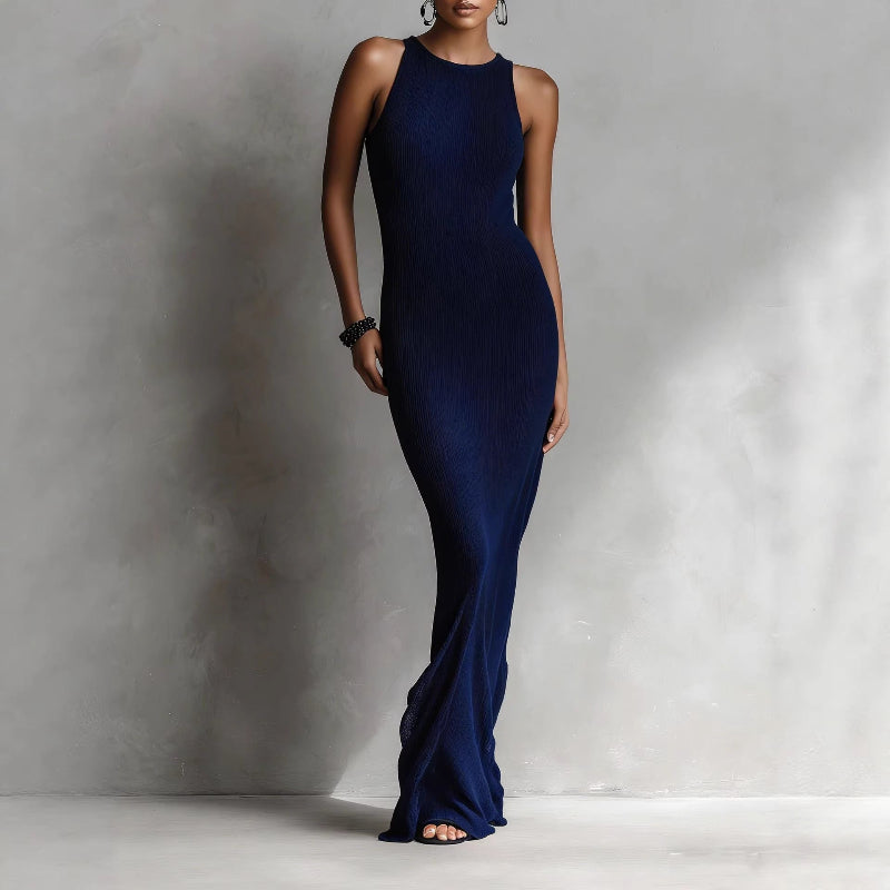 Valentina Women's Maxi Dress Ribbed Knit Column Silhouette