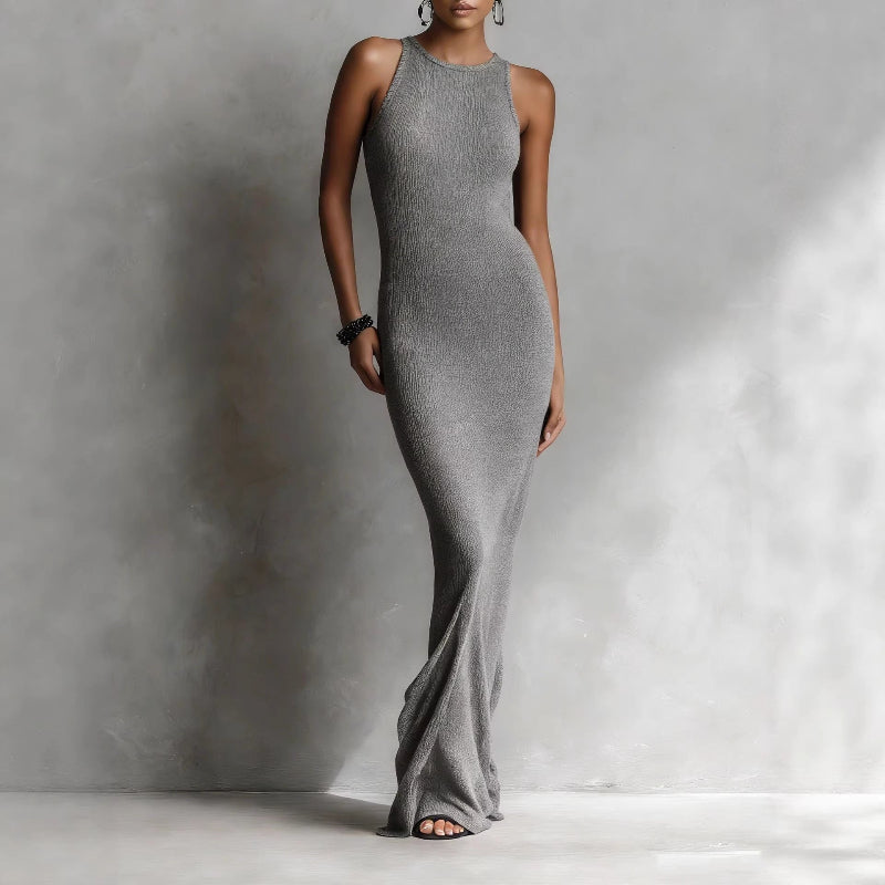 Valentina Women's Maxi Dress Ribbed Knit Column Silhouette
