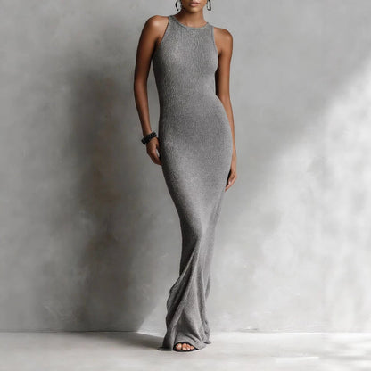 Valentina Women's Maxi Dress Ribbed Knit Column Silhouette