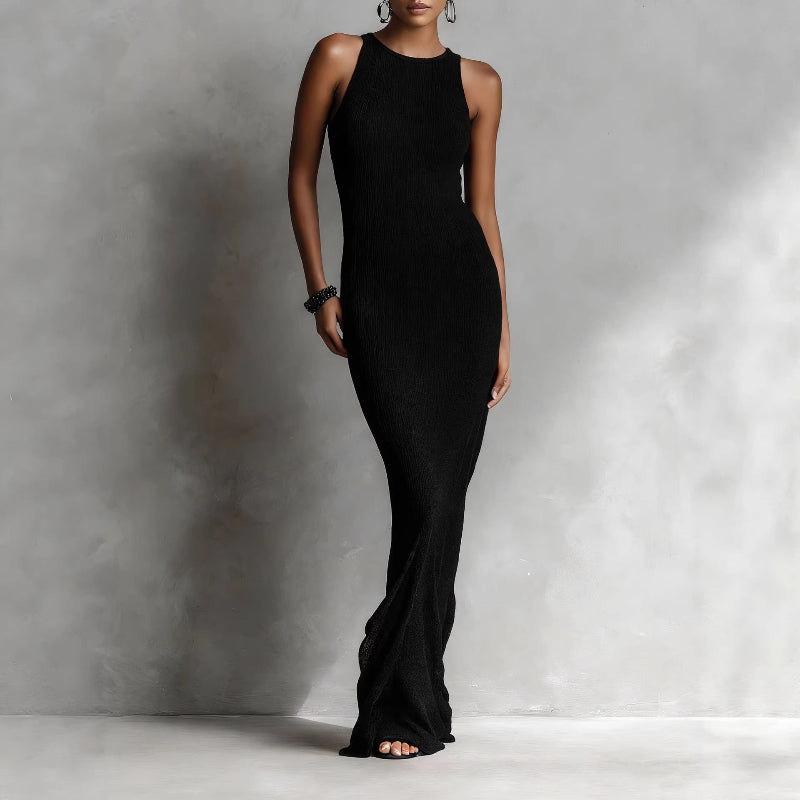 Valentina Women's Maxi Dress Ribbed Knit Column Silhouette