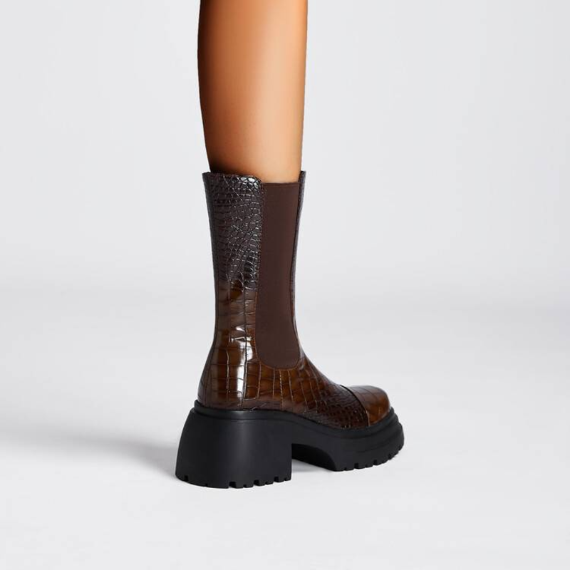 Women's Textured Boots Elastic Panel Style