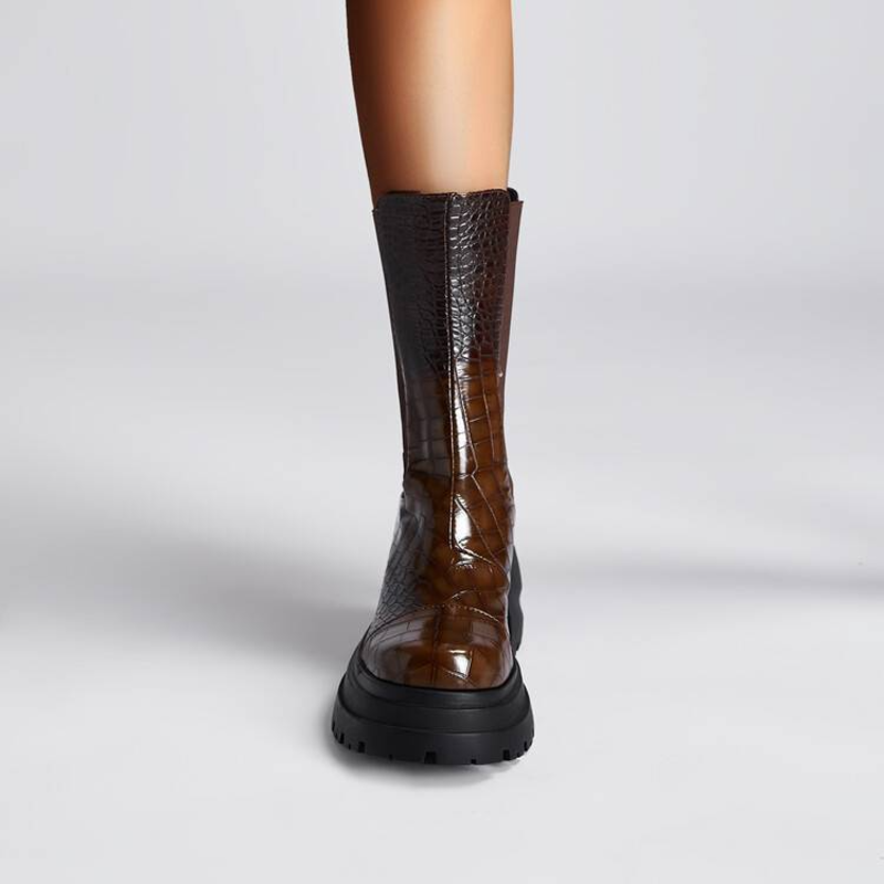 Women's Textured Boots Elastic Panel Style
