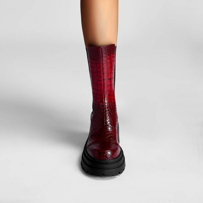 Women's Textured Boots Elastic Panel Style