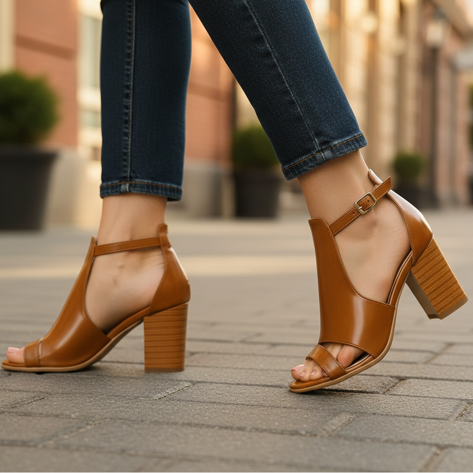Women's Strap Leather High Heels