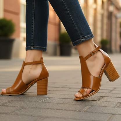 Women's Leather Strap High Heels