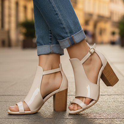 Women's Strap Leather High Heels