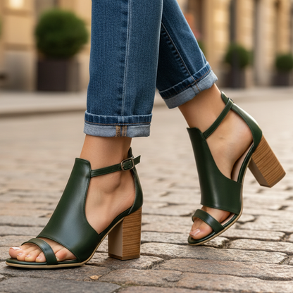 Women's Strap Leather High Heels