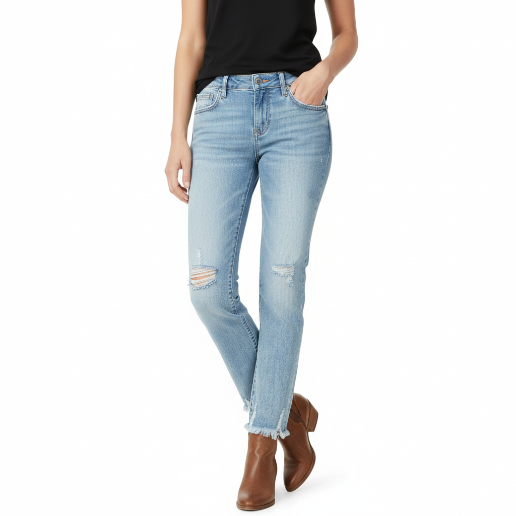 Women's Distressed Straight Leg Jeans