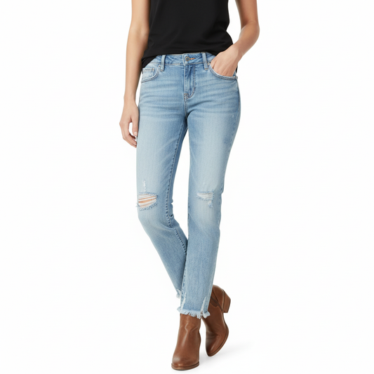 Women's Distressed Straight Leg Jeans
