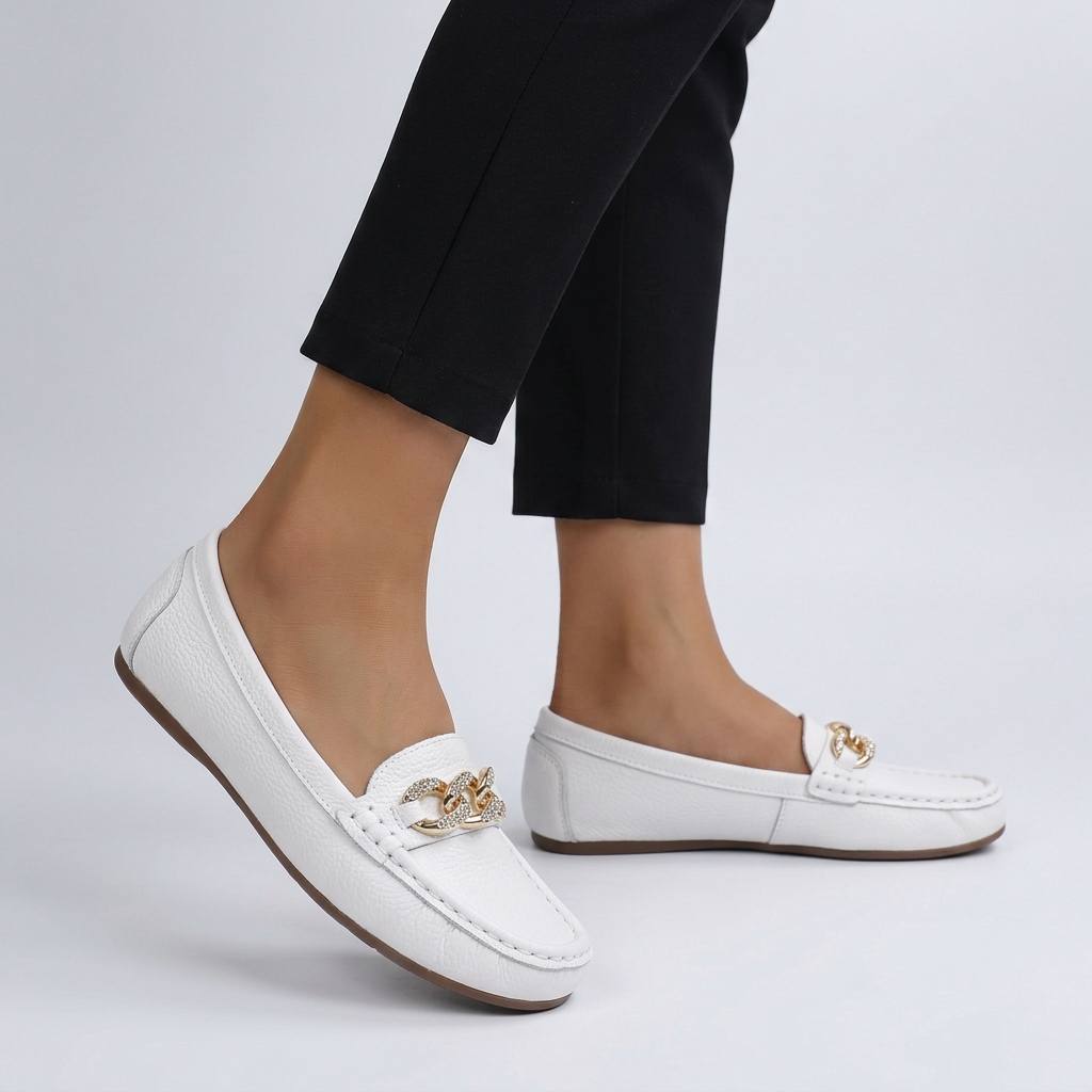 Men's Orthopedic Slip-On Loafers Gold Accent