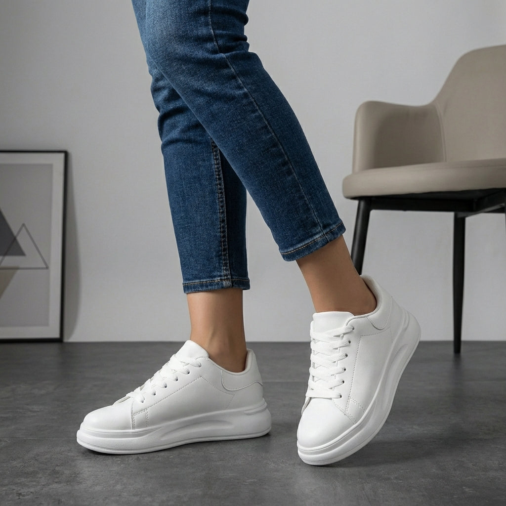 Women's Platform Sneakers Contrast Heel Tab