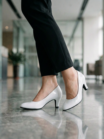 Women's Medium Heel Pumps Glossy Black