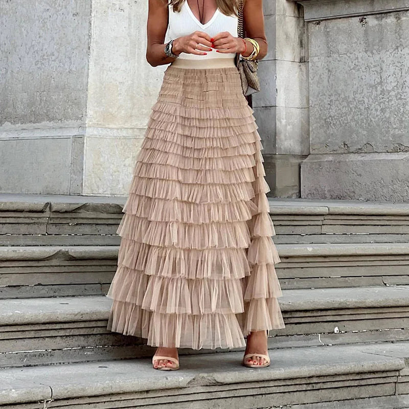 Women's Elegant Tulle Midi Skirt