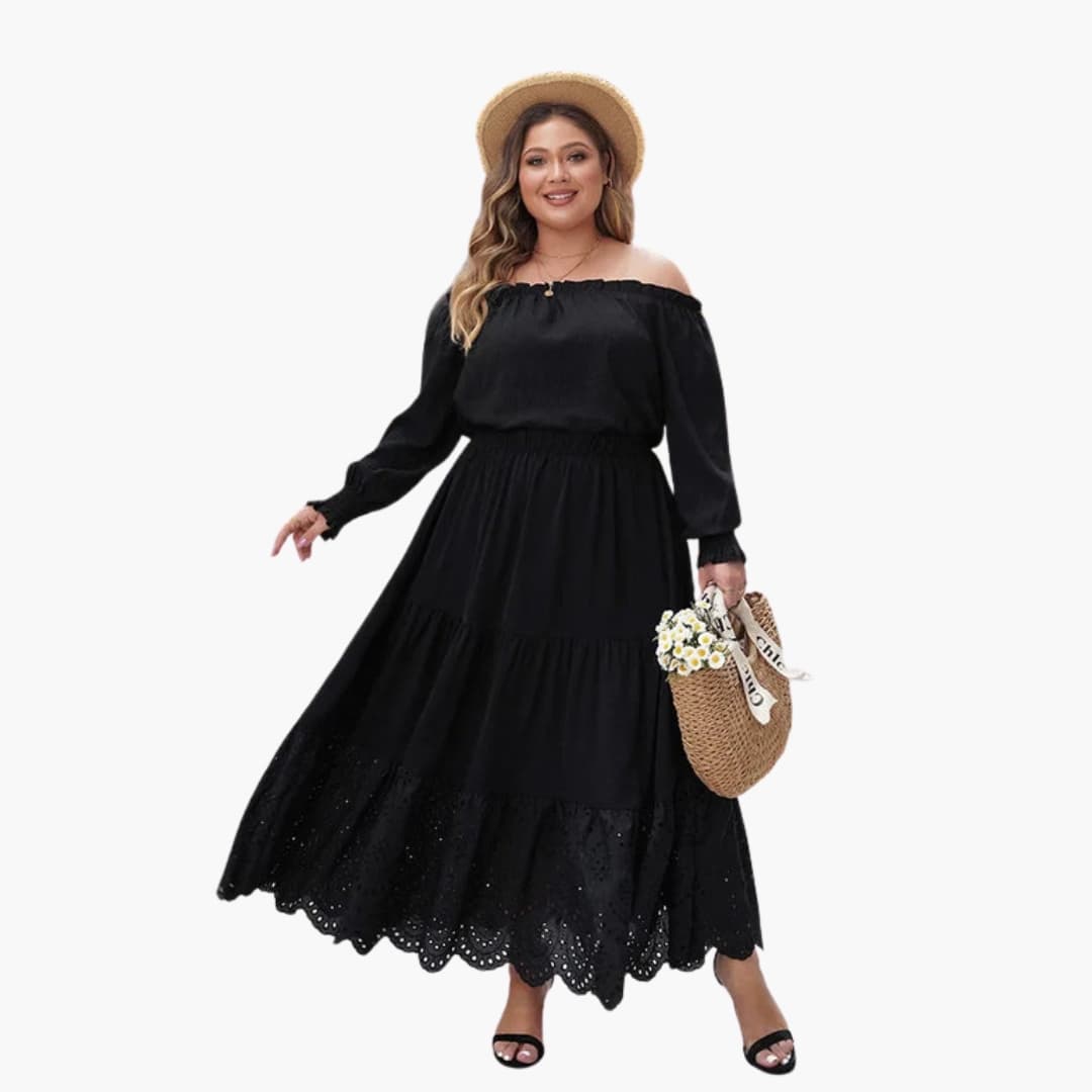 Women's Maxi Skirt Elastic Waistband Side Pockets