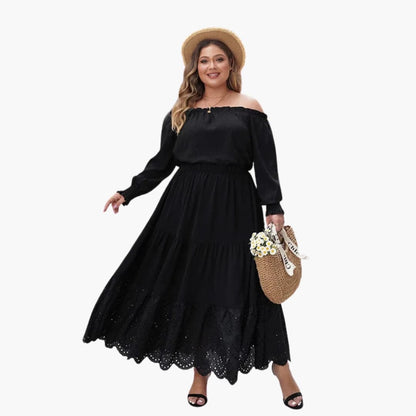Women's Maxi Skirt Elastic Waistband Side Pockets