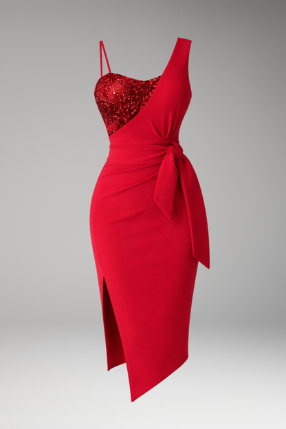 Women's Asymmetrical Sequin Dress Figure-Hugging Fit