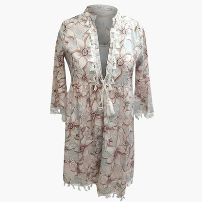 Women's Floral Beach Dress High Collar