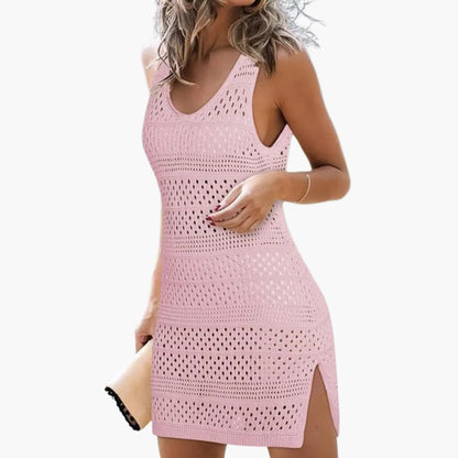 Women's V Neck Mesh Beach Dress