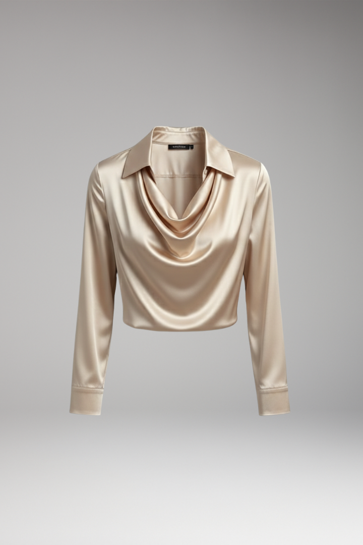 Women's Long Sleeve Blouse Draped Collar