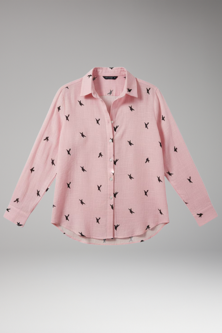 Women's Pointed Collar Blouse Button Front