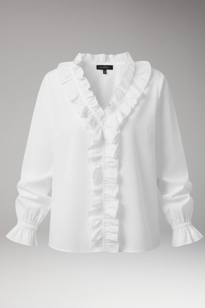 Women's V-Neck Blouse Ruffled Detail