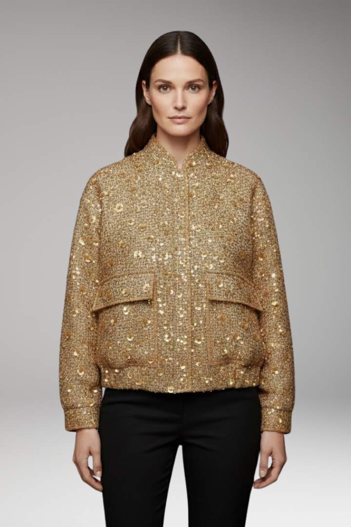 Women's Flight Jacket Collar Neckline Elastic Hem