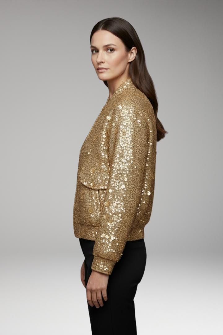 Women's Flight Jacket Collar Neckline Elastic Hem