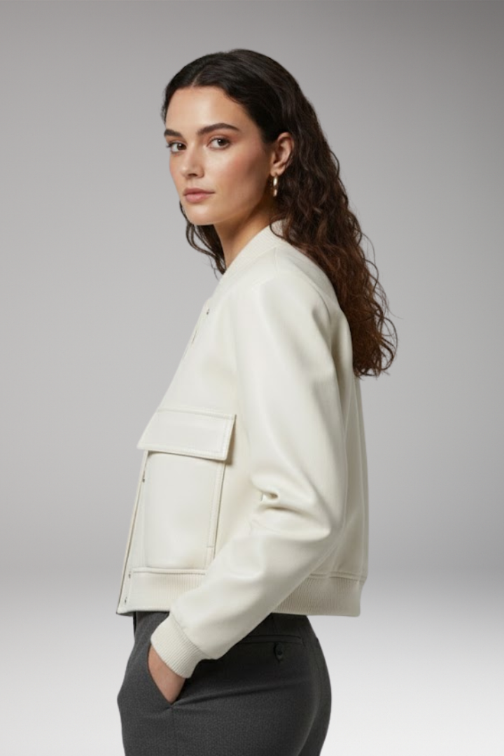 Women's Flight Jacket Elastic Cuffs Front Pockets
