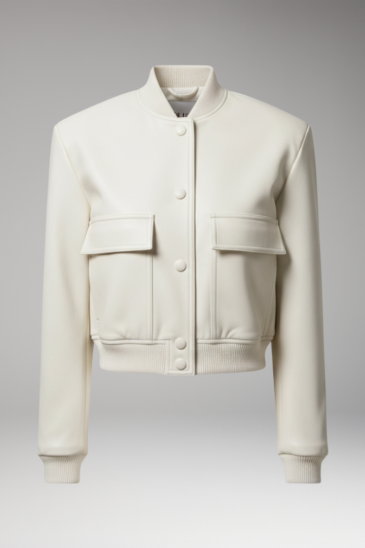Women's Bomber Jacket Elastic Cuffs Front Pockets