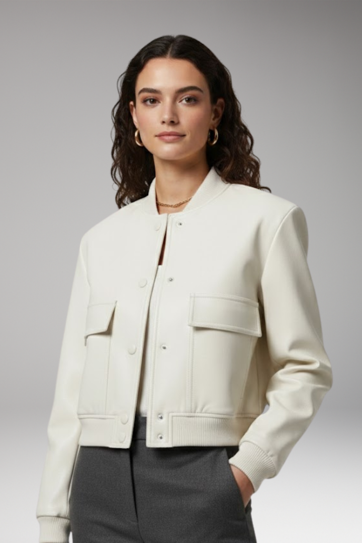 Women's Flight Jacket Elastic Cuffs Front Pockets