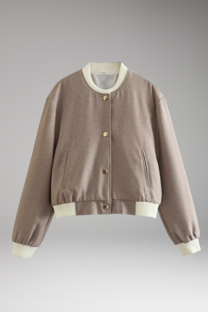 Women's Bomber Jacket Elastic Cuffs Side Pockets